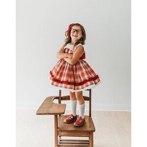 Sz 7/8 Two Roosters VHTF Ivy's A is for Apple dress and bloomers set EUC